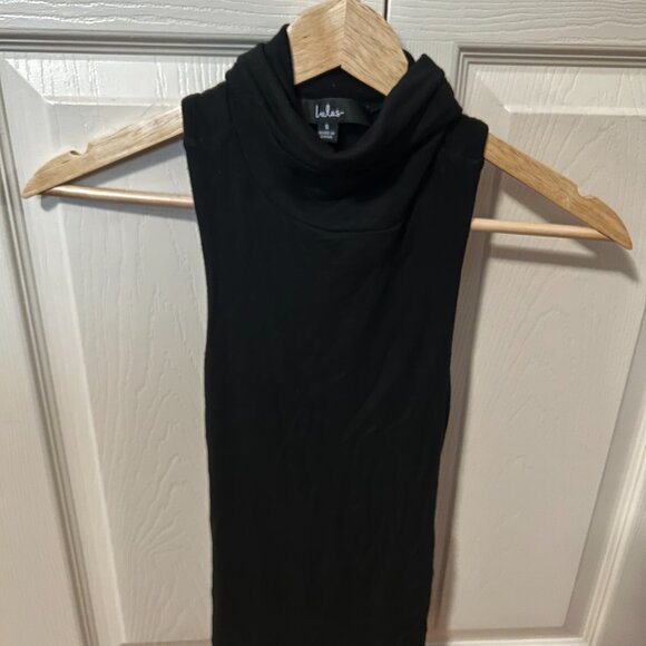 Lulus Basics Alive And Kicking Black Sleeveless Turtleneck Top - Size S - Picture 2 of 2